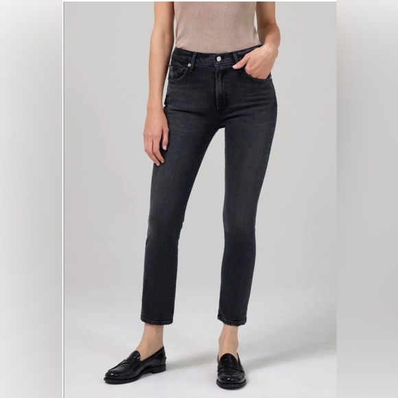 Citizens of Humanity Elsa Mid Rise Slim Fit Crop Black Jeans Size 26 - Picture 1 of 8